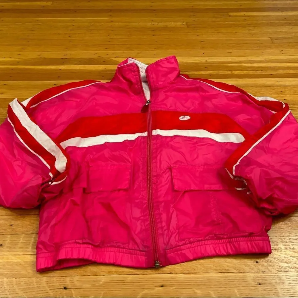 Hanes Sport Vintage pink/red/white kids windbreaker jacket